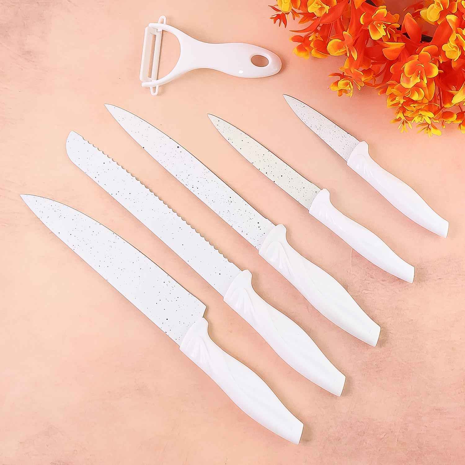 Marble Coated Stainless Steel Kitchen Knife Set (6 Pc)