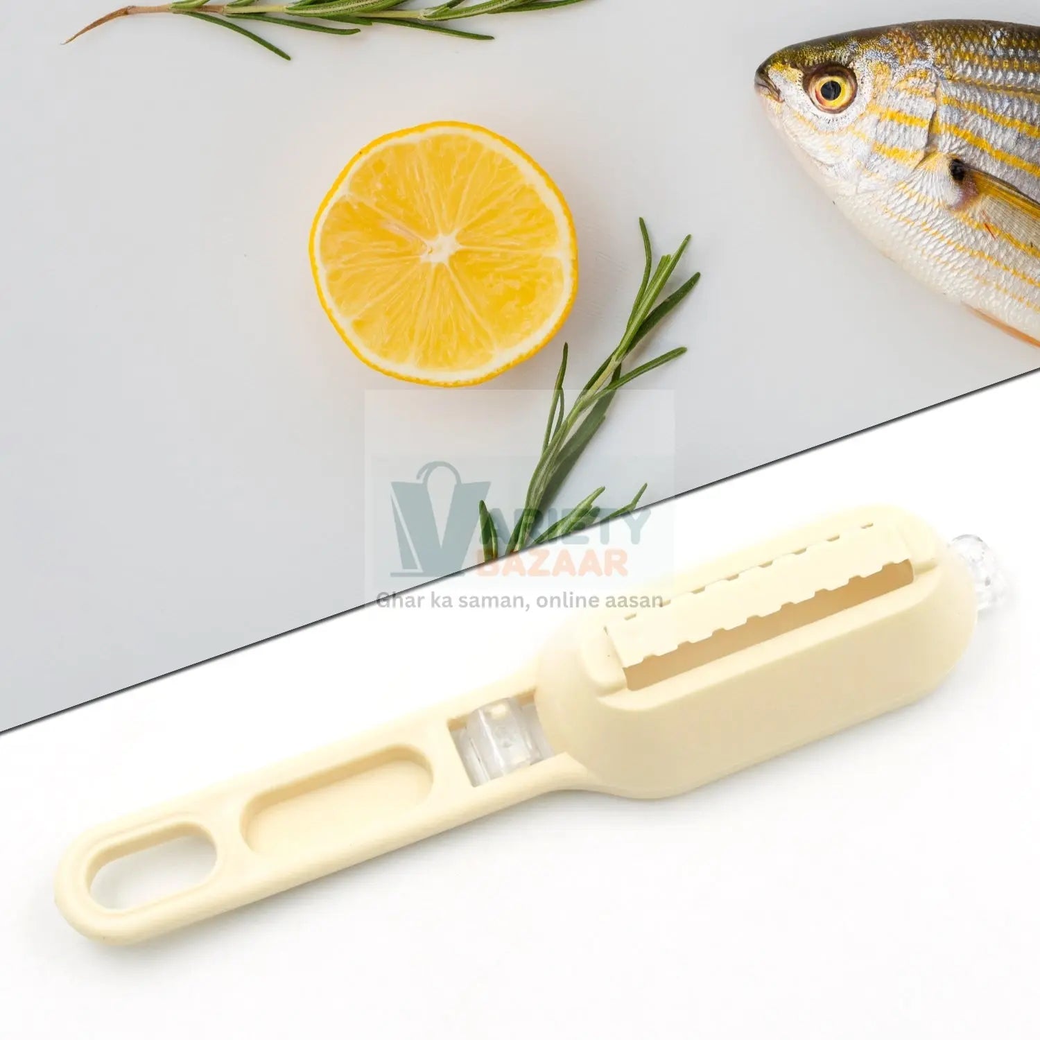 0112 Plastic Fish Scales Graters Scraper, Fish Skin Brush Fish Cleaning Tool Scraping Scales Device with Cover Home Kitchen Cooking Tools 1 Pieces Travel Sahayak