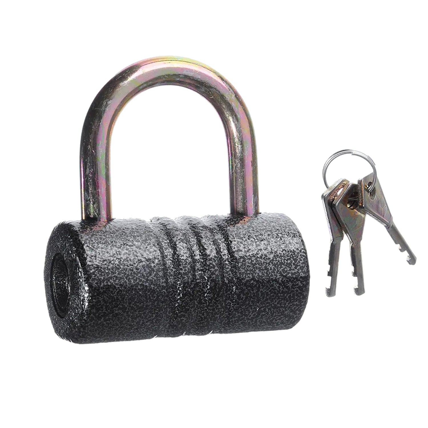 Heavy-Duty Iron Padlock – 82mm Black Spray Lock with Brass Core & 5 Keys, Waterproof & Anti-Theft Variety Bazaar