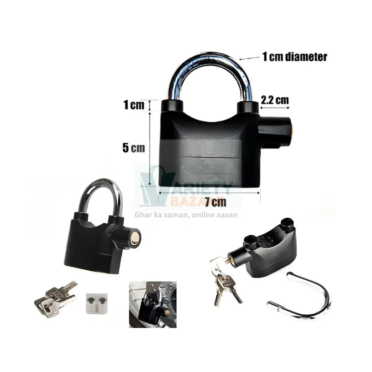 0185 Anti Theft Security Pad Lock with Smart Alarm Travel Sahayak