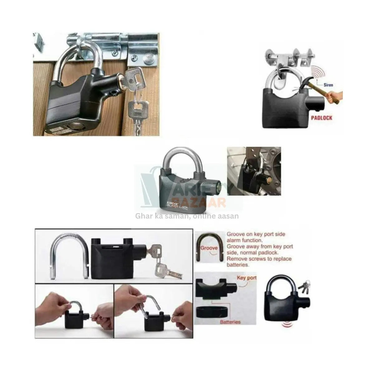 0185 Anti Theft Security Pad Lock with Smart Alarm Travel Sahayak