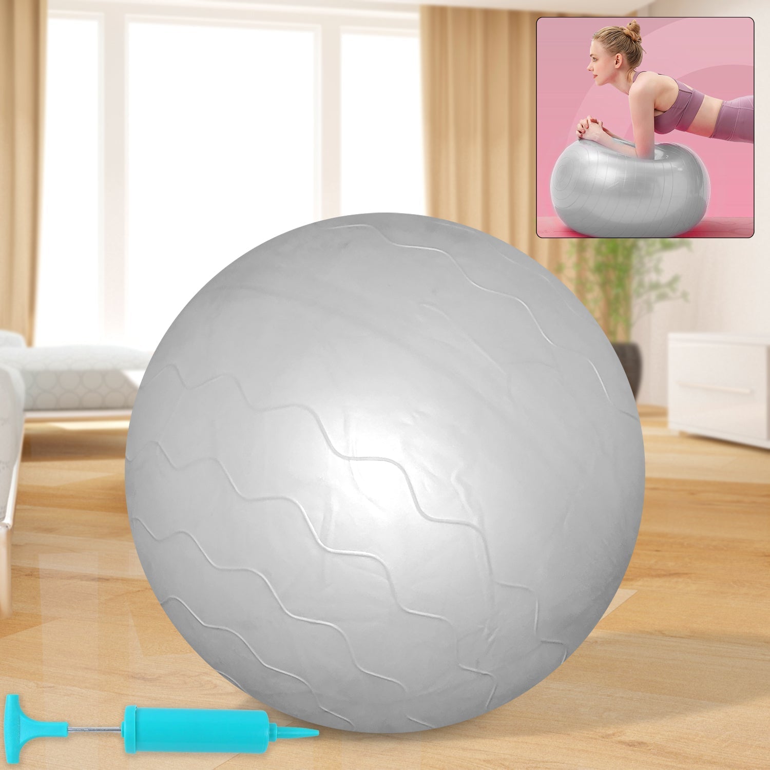 Heavy Duty Gym Ball Non-Slip Stability Ball with Foot Pump for Total Body Fitness Variety Bazaar