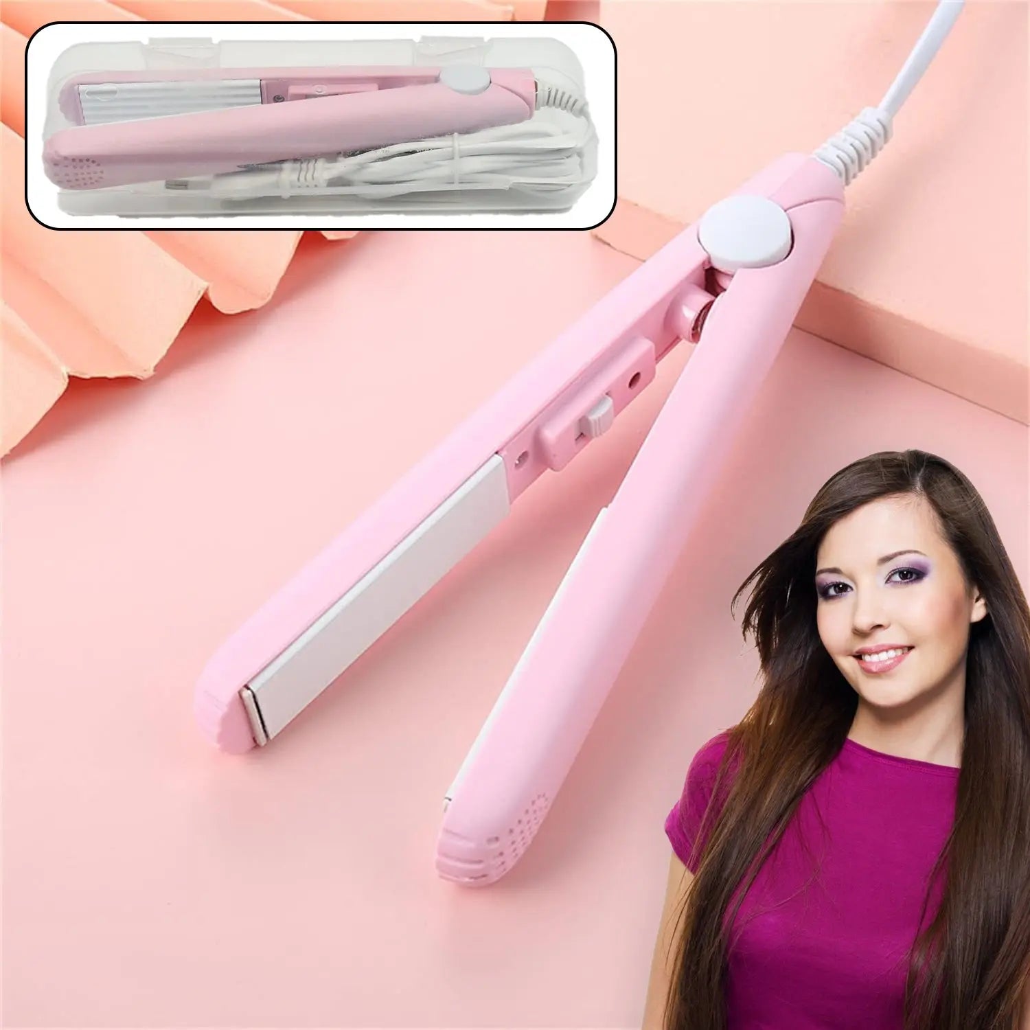 Beauty and Personal Care Professional Ceramic Plate Mini Hair Styler Straightener and Curler - varietybazaar.co.in