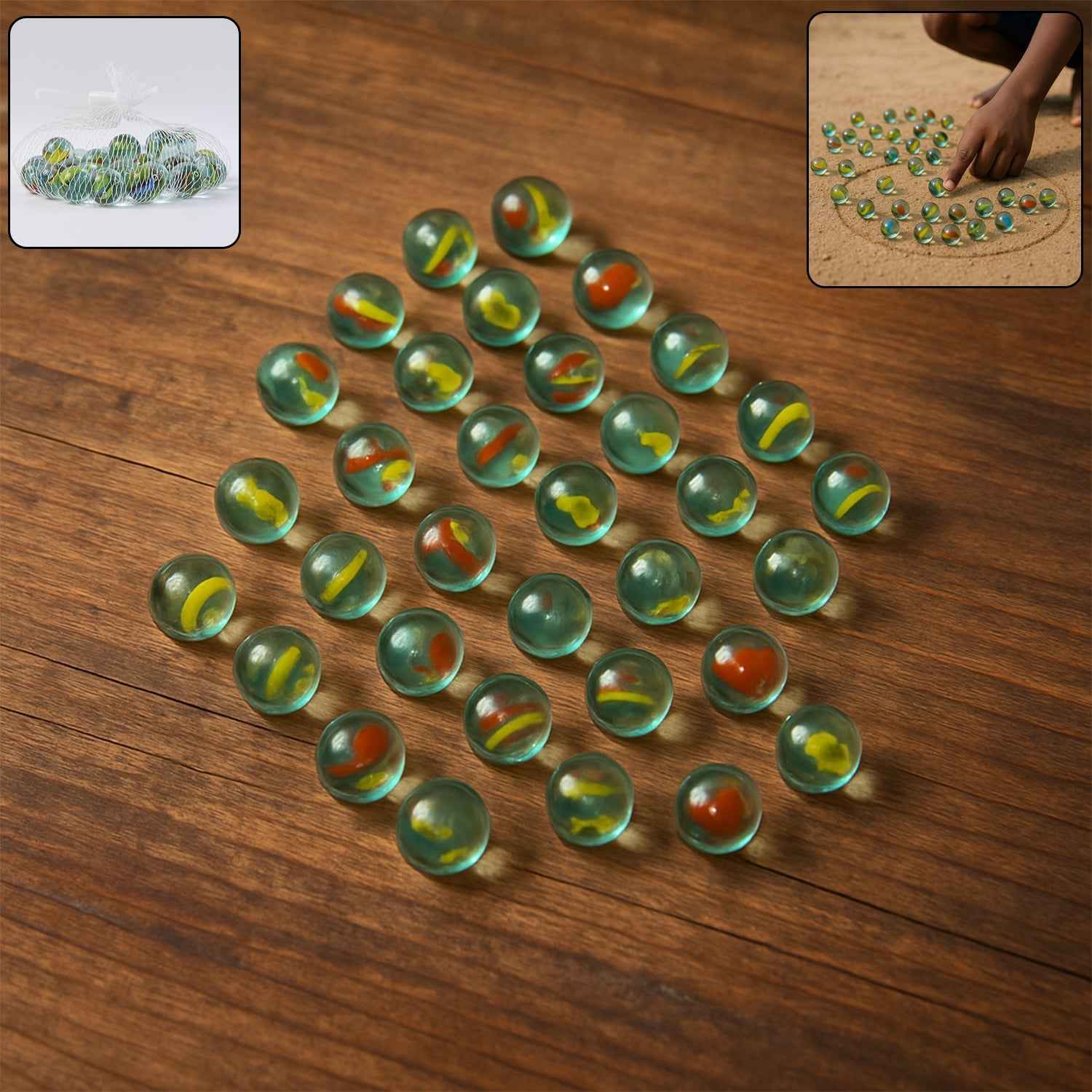 Glass Marbles for Kids Approx 35 (35 in 1)