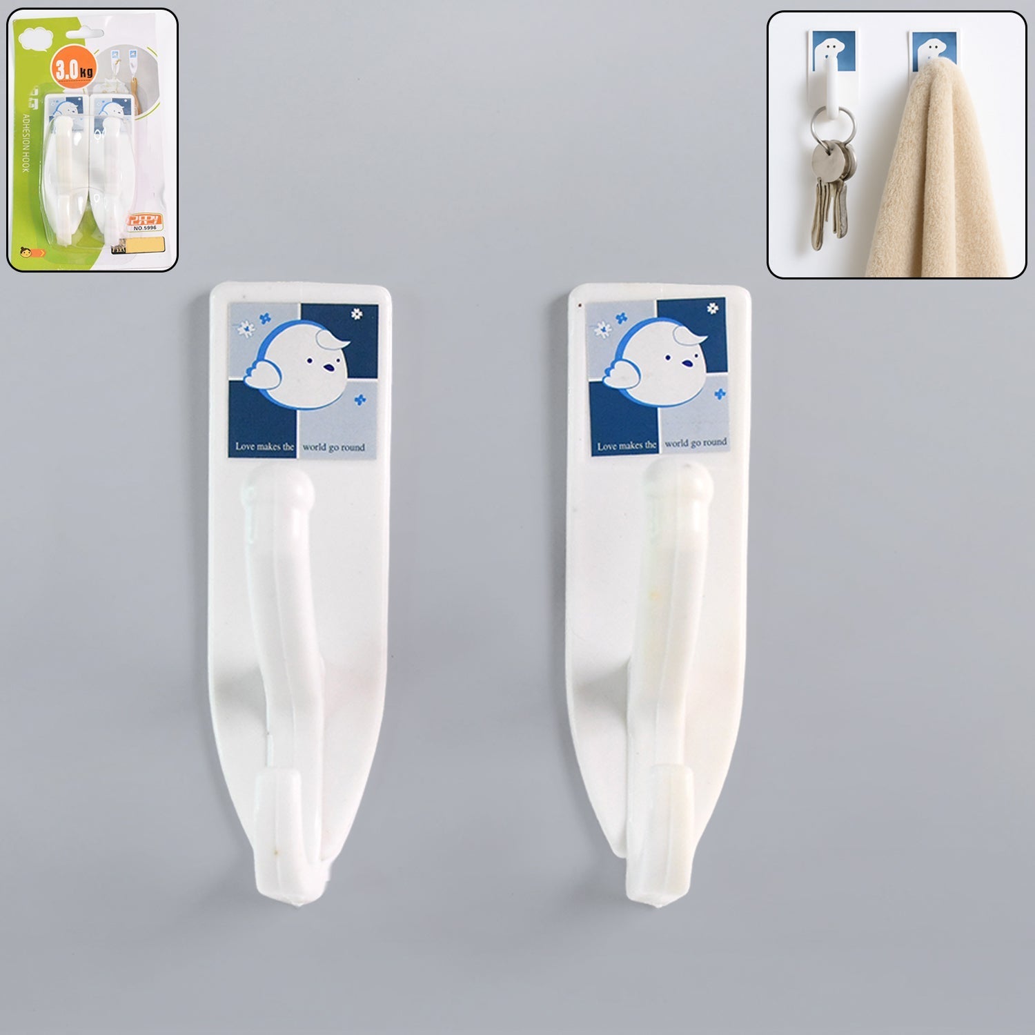 Multipurpose Wall Hooks: Strong & Self-Adhesive for Bathroom, Kitchen, Office ( Mix Design ) Variety Bazaar