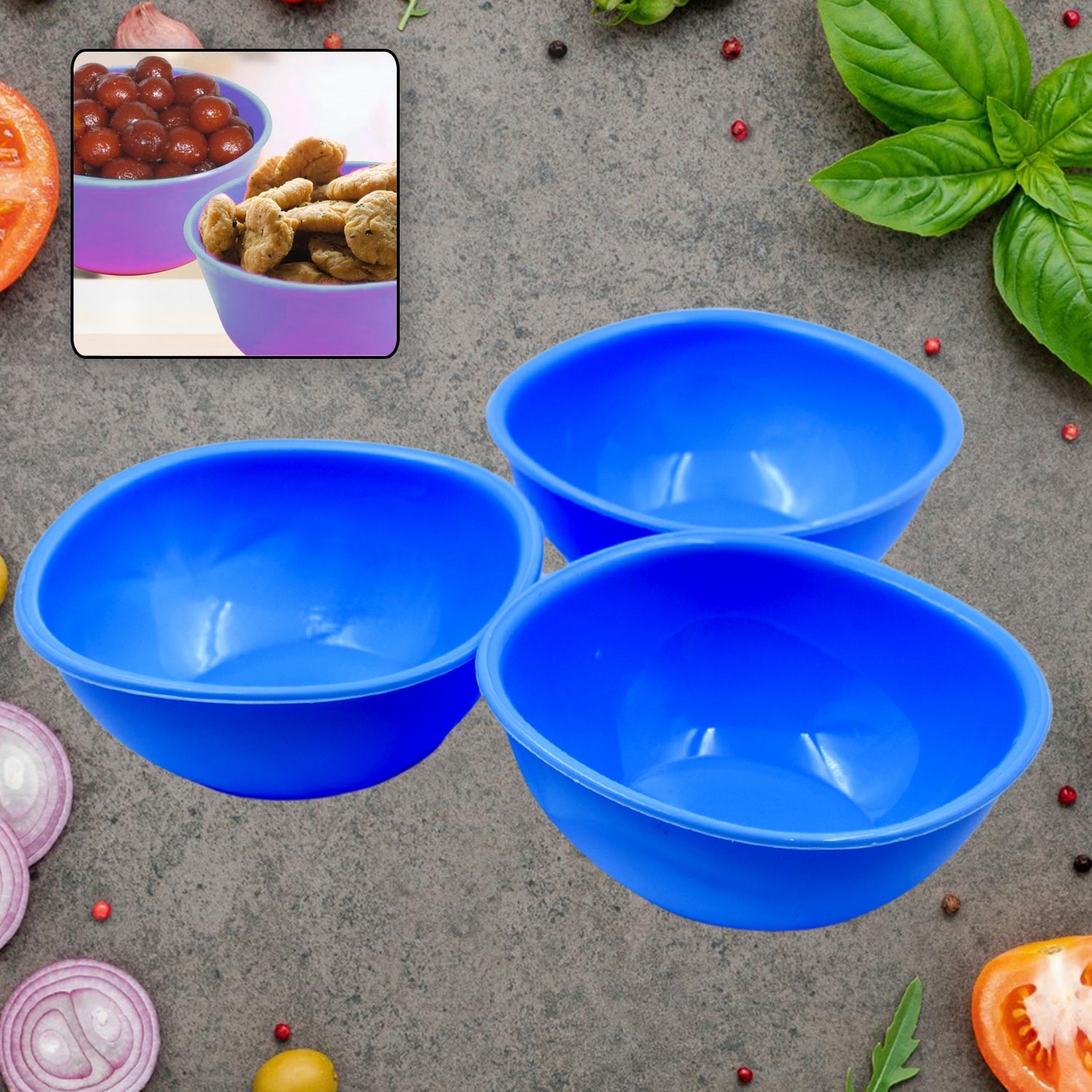 BPA Free Plastic Bowl Set for Cereal, Salad, Rice, Soup, Pasta, Snack Bowl, Microwave Safe, Dishwasher Safe (3 Pcs Set) Variety Bazaar