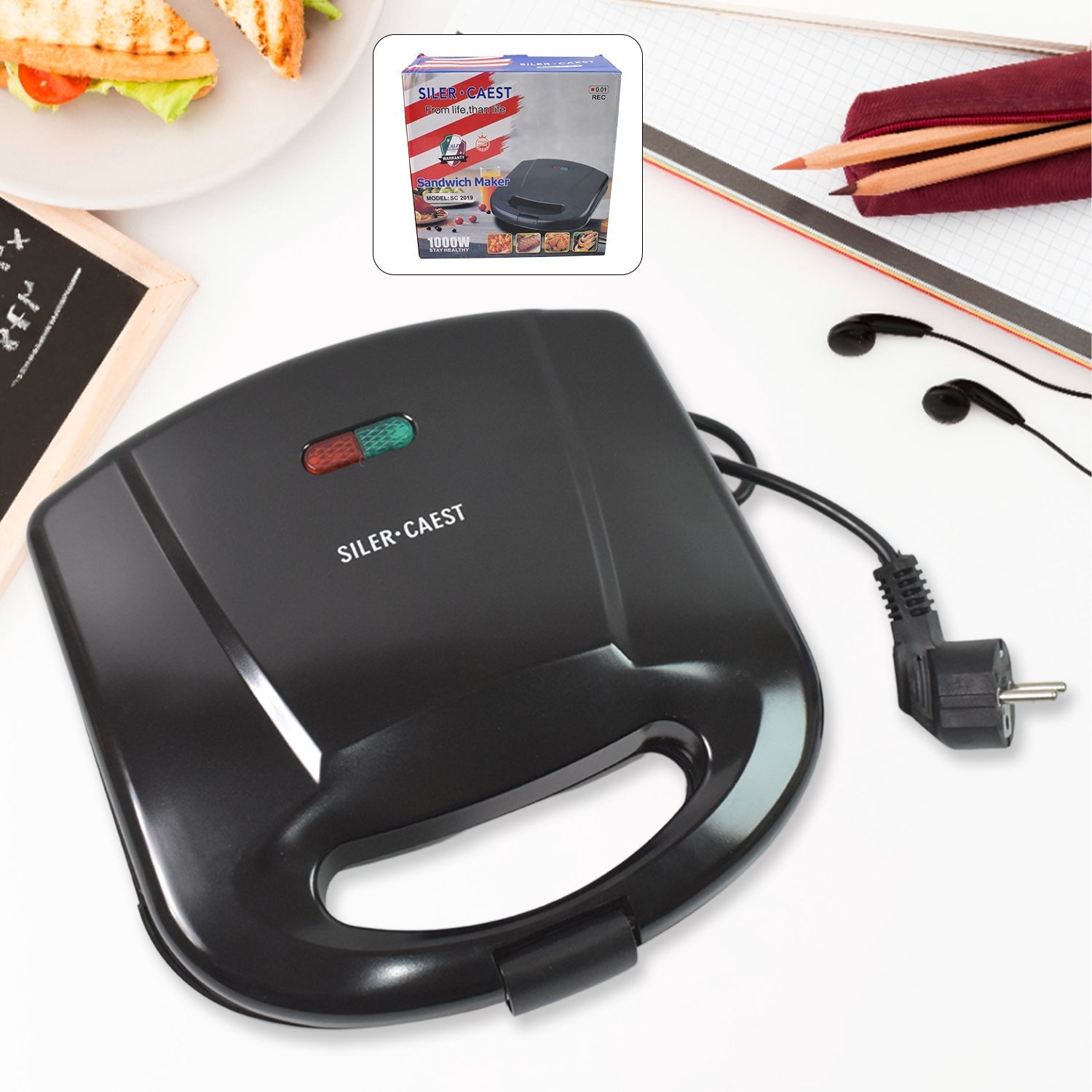 Sandwich Maker Makes Sandwich Non-Stick Plates| Easy to Use with Indicator Lights Sandwich toaster Variety Bazaar