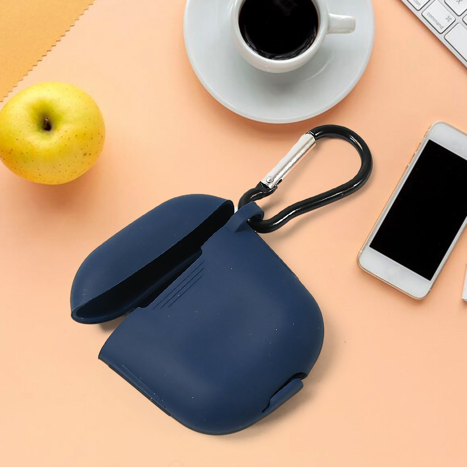 Silicone Shockproof Protection Wireless Headphones Carrying Box Cover with Metal Keychain Variety Bazaar