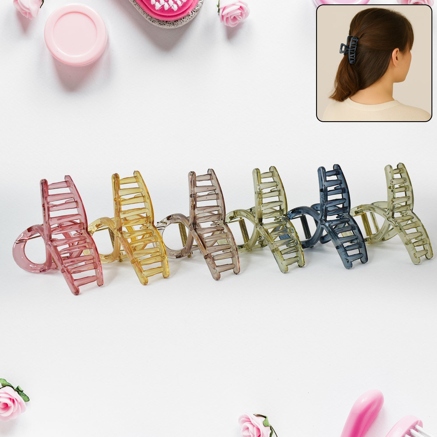 Plastic Hair Clamp Grip, Simple Matte Hair Barrette Clamp (1 Pc) Variety Bazaar