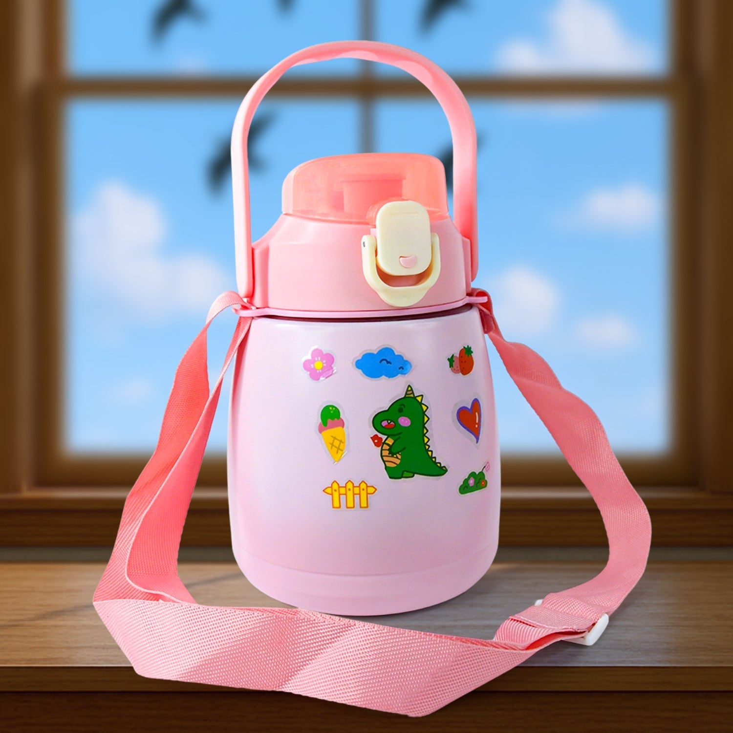 Stainless Steel Vacuum Insulated Water Bottle with Handle & Sticker (700 ML) Variety Bazaar