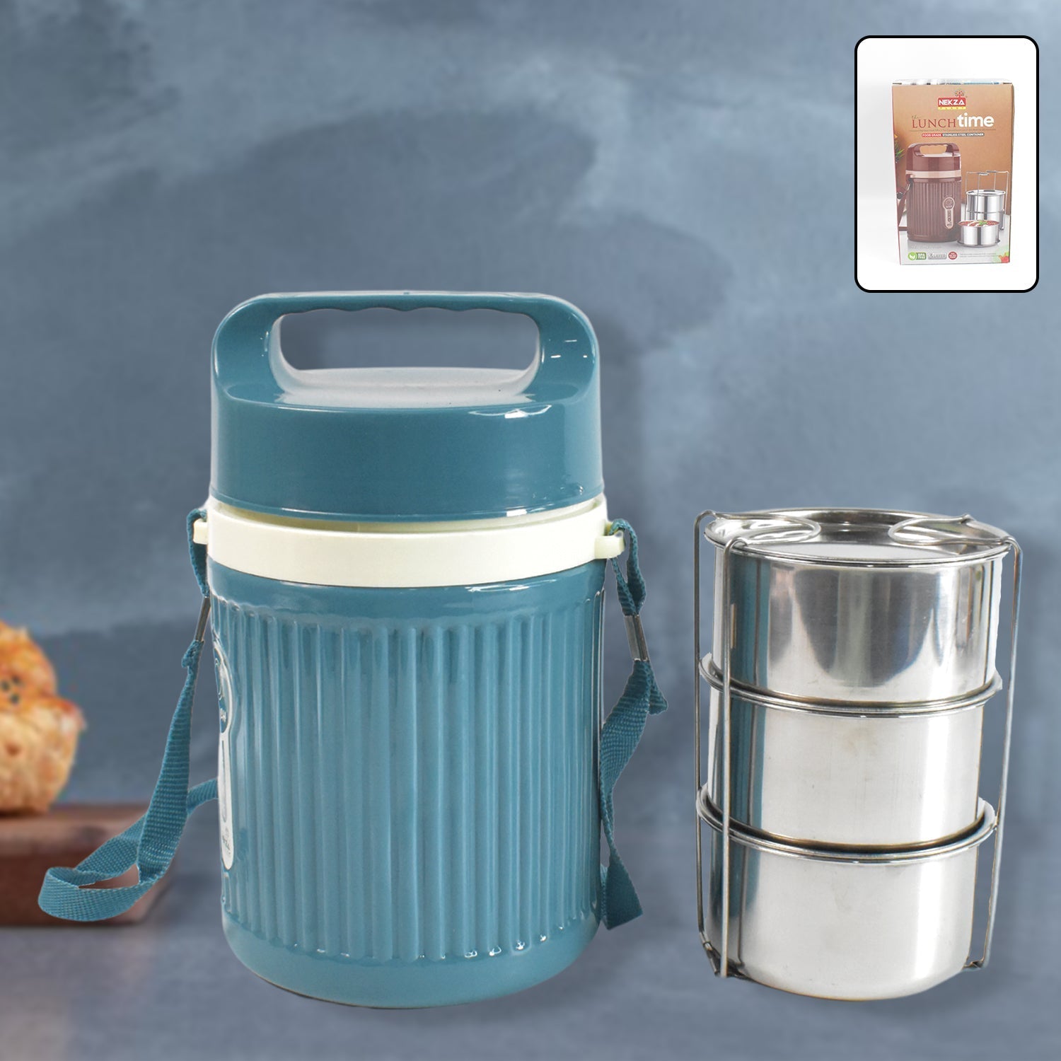 Stackable Insulated Tiffin with Handle (1 Pc): Leakproof, Hot Food Container Variety Bazaar