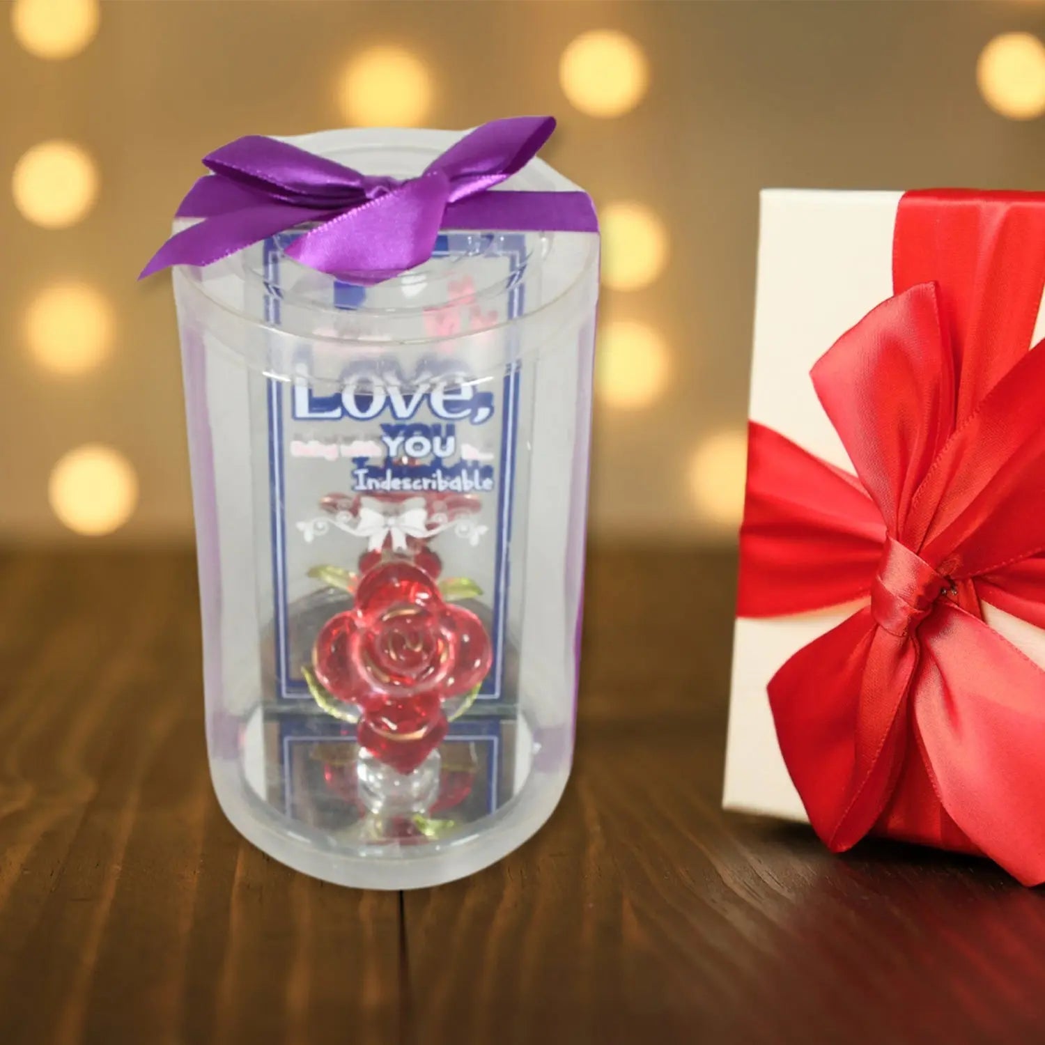 17530 Lovely Rose Gift Showpiece, Love showpiece Valentine's Day Gift, Cute Anniversary, Wedding, Birthday, Boyfriend, Husband Romantic Unique Gift Set, Home Decoration Gift Set (1 Pc) - varietybazaar.co.in