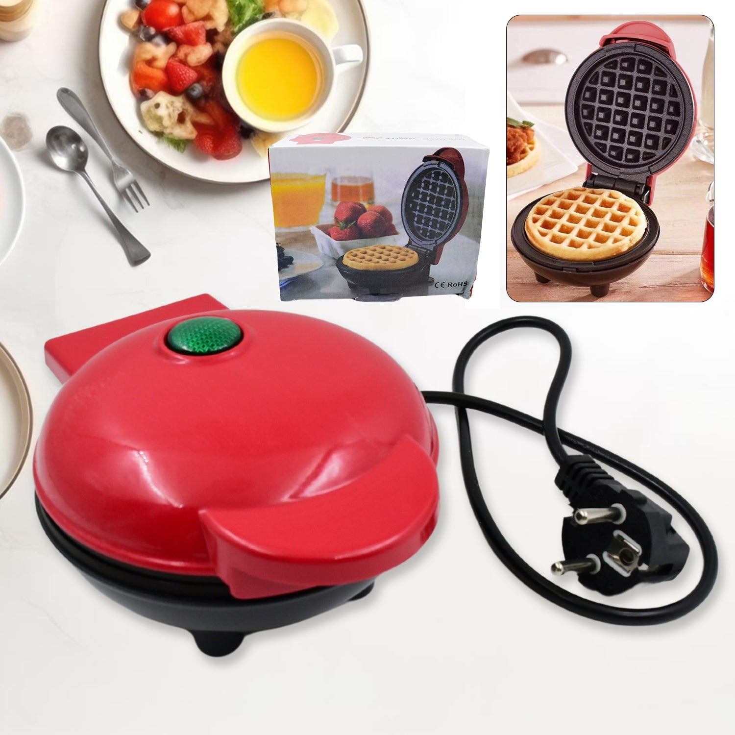 Mini Waffle Maker Machine Waffle Iron Home Appliances Kitchen Gift Easy To Clean, On-Stick Surfaces, Perfect Breakfast, Dessert, Sandwich, Cakes, Other Snacks Machine Variety Bazaar
