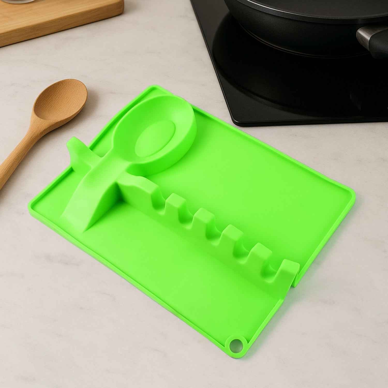 4-Slots Silicone Multifunctional Spoon Holders Fork Spatula Rack (1 Pc)