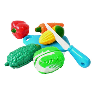 Realistic slice-able fruits and vegetables cut in 2 part play toy set Variety Bazaar