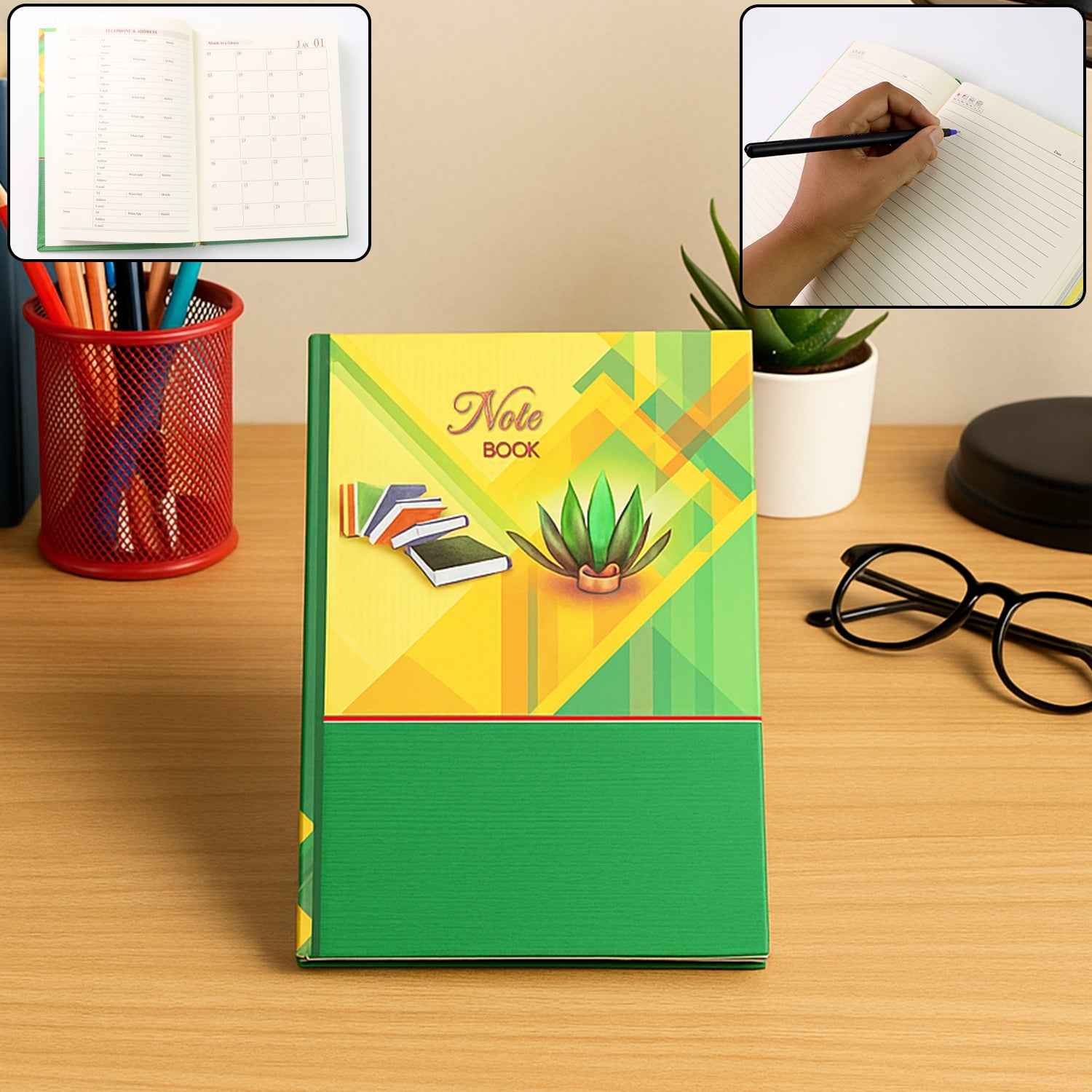 Hardcover Ruled Notebook with Calendar, Diary & 160 Pages 22x16 cm (1 Pc)