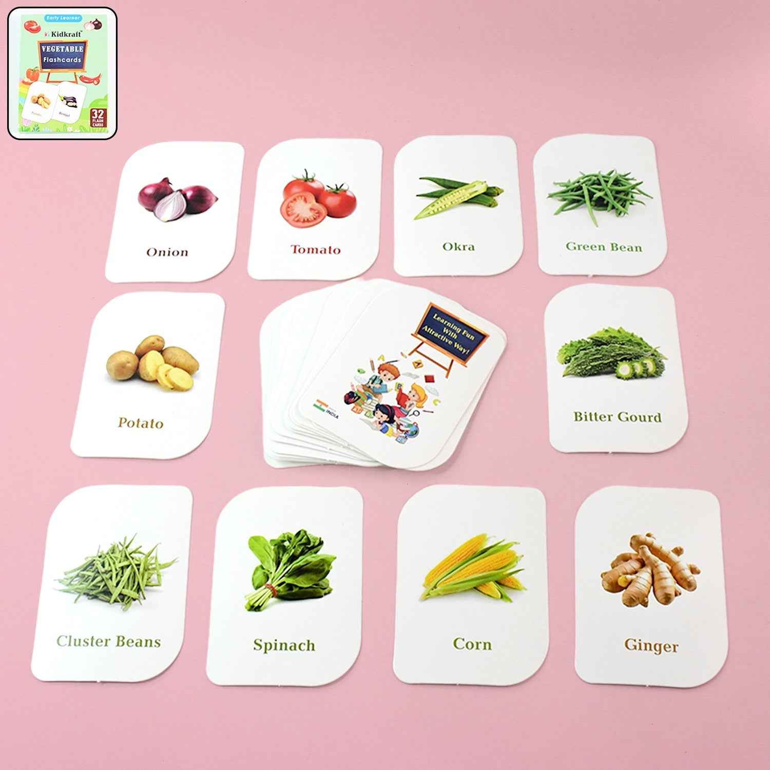Kidkraft 32-Piece Educational Vegetable Flash Cards Set