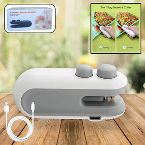 17865 Mini Bag Sealer, 2 in 1 Seal & Cutter Heat Sealers, TYPE-C USB Charging Portable Bag Reseller, Handle Food Sealer, Sealing Machine for Food Storage Plastic Bags Snacks Keep Food Fresh - varietybazaar.co.in