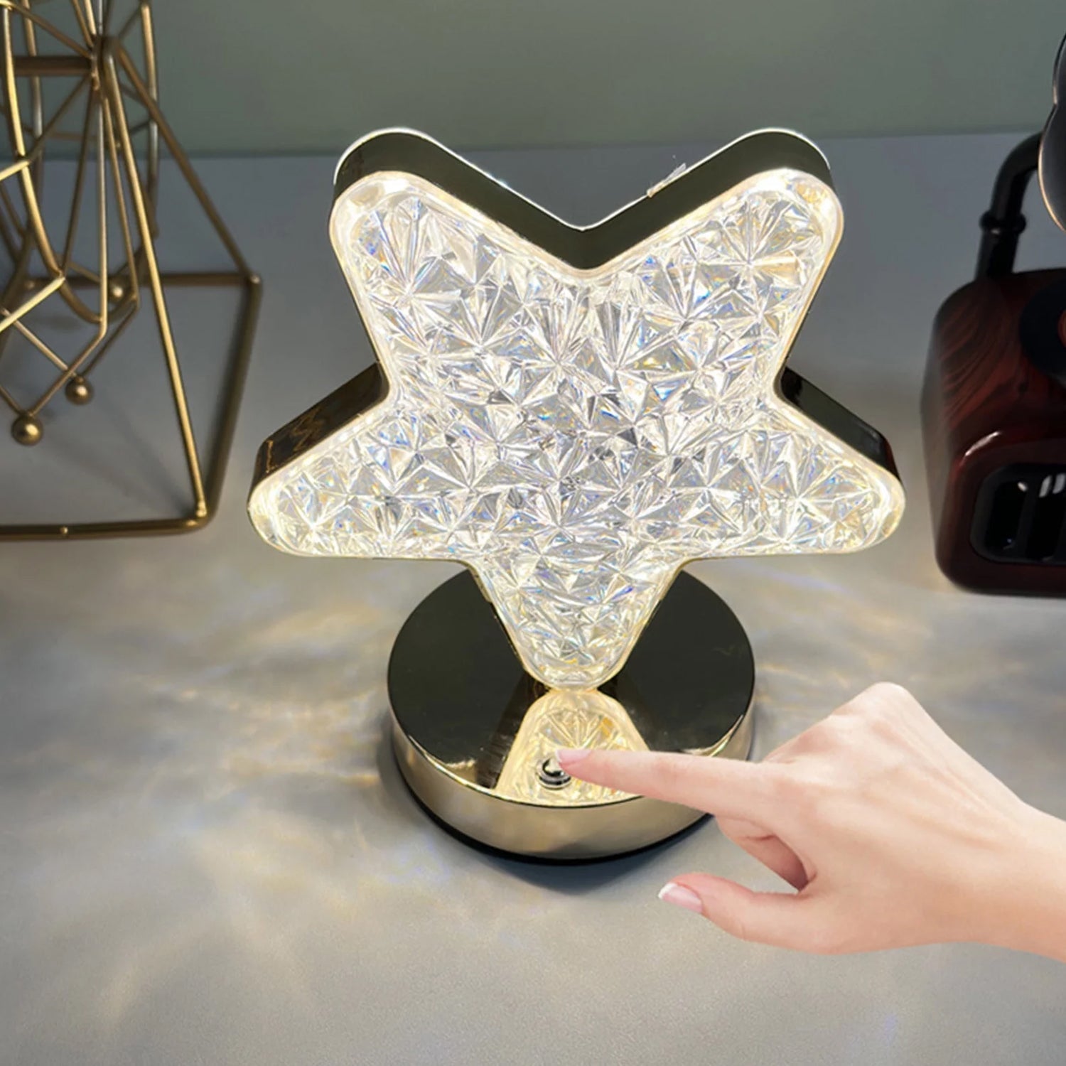 Star Crystal Diamond Touch Lamp – USB Rechargeable, 3-Way Dimmable Variety Bazaar
