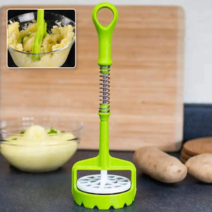 Multi Functional One-Handed Plastic Manual Mashed Potatoes Masher, Mash Sweet Potato Masher with Comfort Grip and Stainless-Steel Spring Design for Nonstick Pans (1 Pc) Variety Bazaar