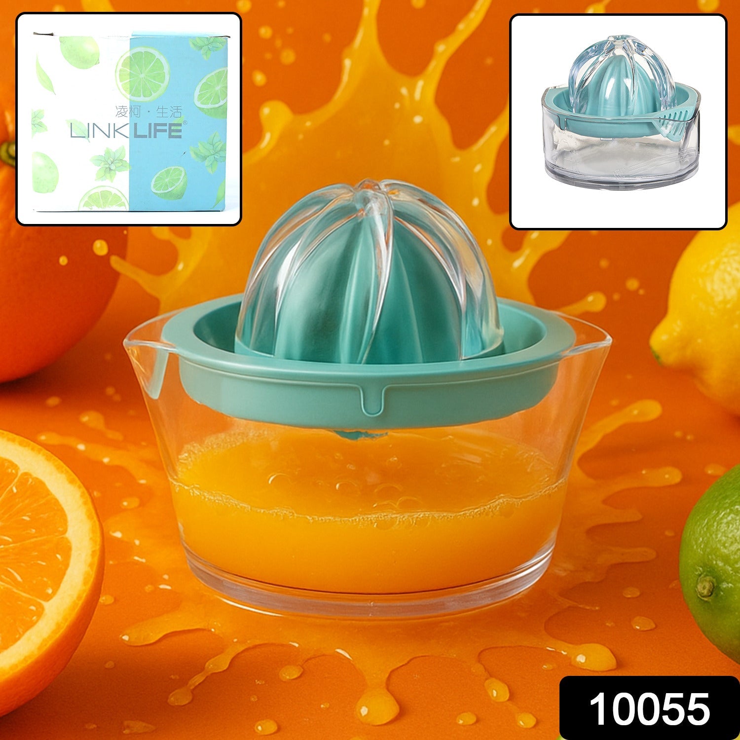 Manual Drink Orange Lemon Citrus Lime Fruit Juice Juicer Squeezer, BPA Free, Press & Pourer With Lid Plastic Manual (1 Pc) Variety Bazaar