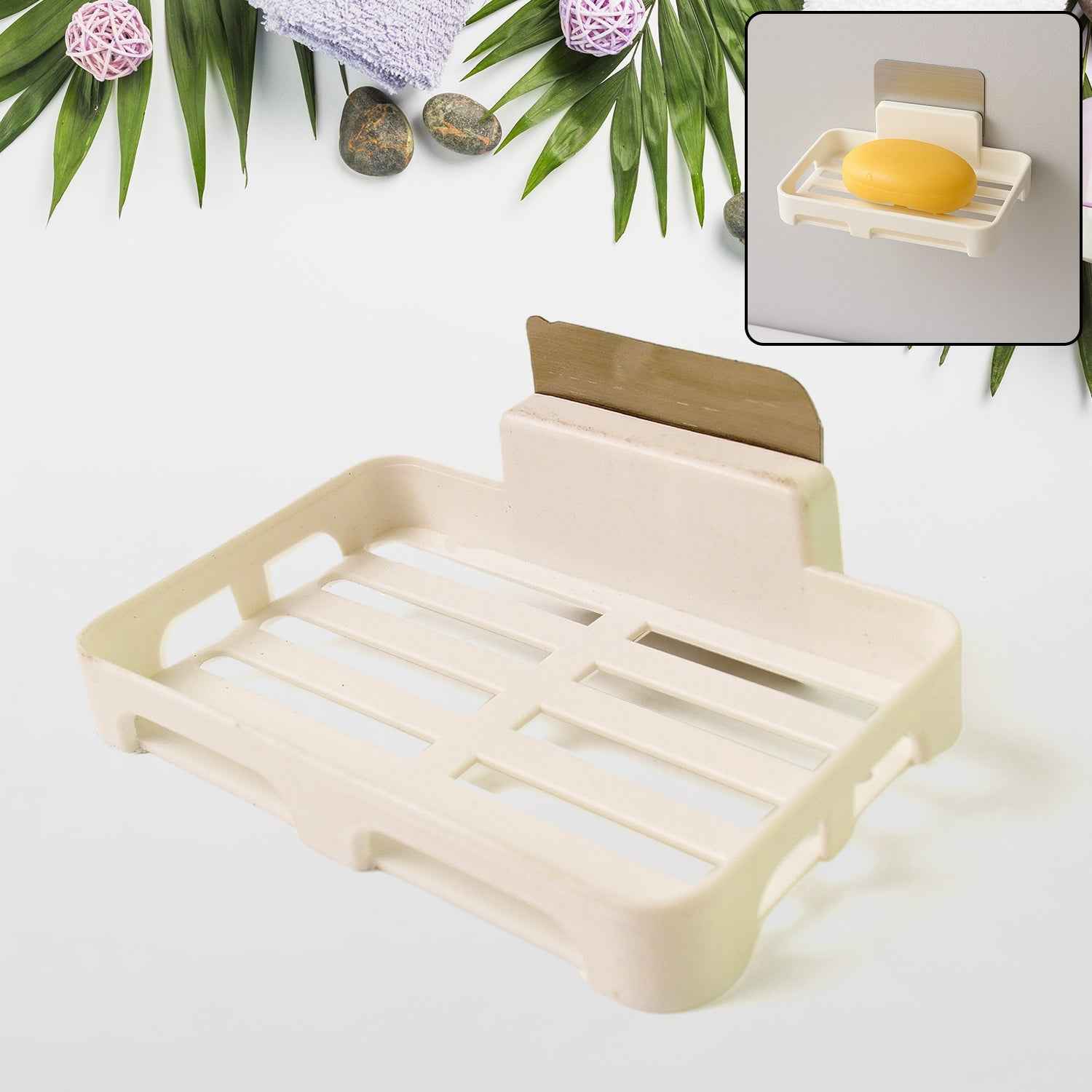 Self-Adhesive Wall Mount Plastic Soap Dish with Drain Slots