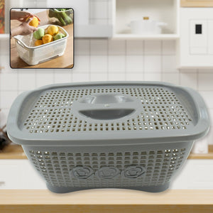 Multipurposes Plastic Basket, Organizer for Kitchen, Countertop, Cabinet, Bathroom with Lid, Plastic Storage Basket For Store Fruits, Vegetables, Magazines, Cosmetics, Stationary (1 Pc / Mix Color ) Variety Bazaar