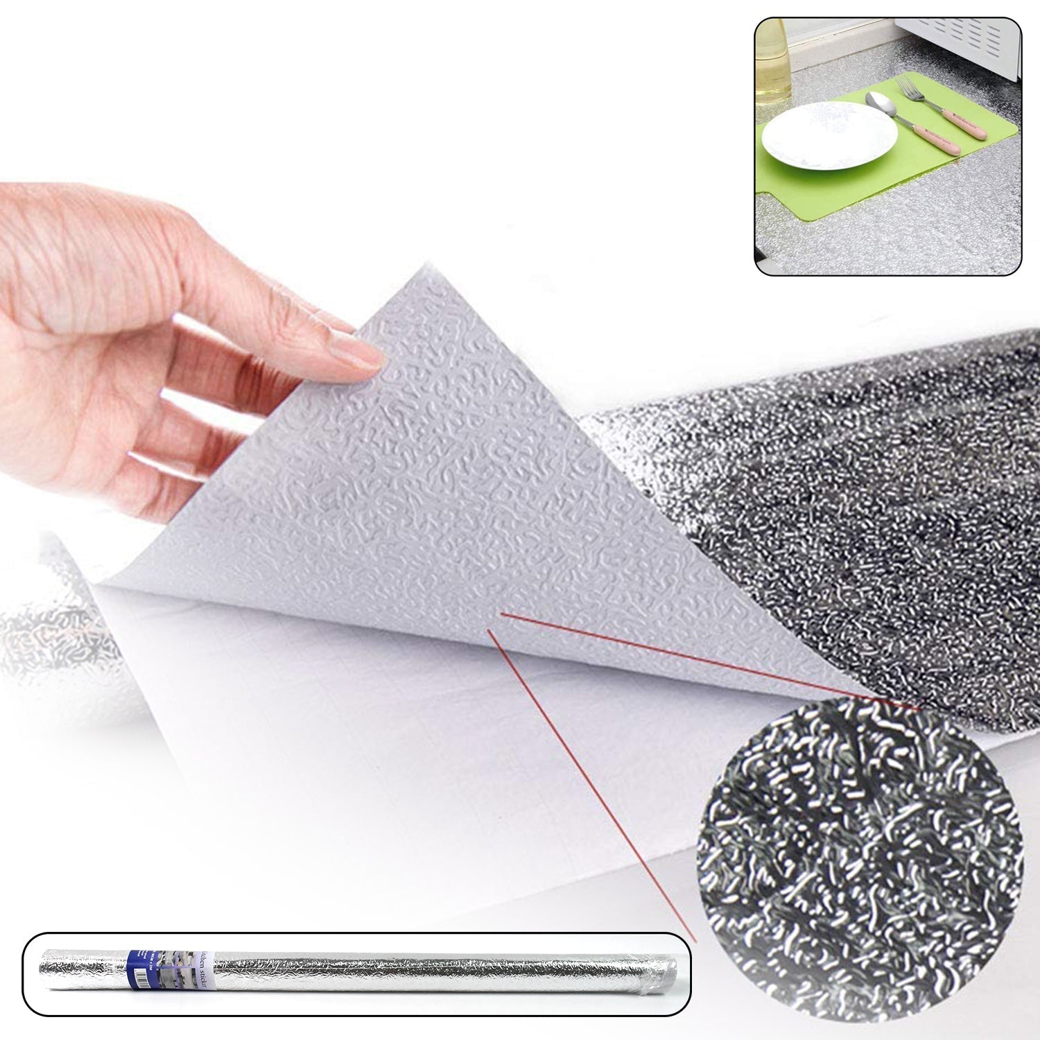 Aluminium foil for Kitchen and Aluminium Foil Paper Sticker Roll for Kitchen Wall, Drawers. (60cmx2Meter) Variety Bazaar