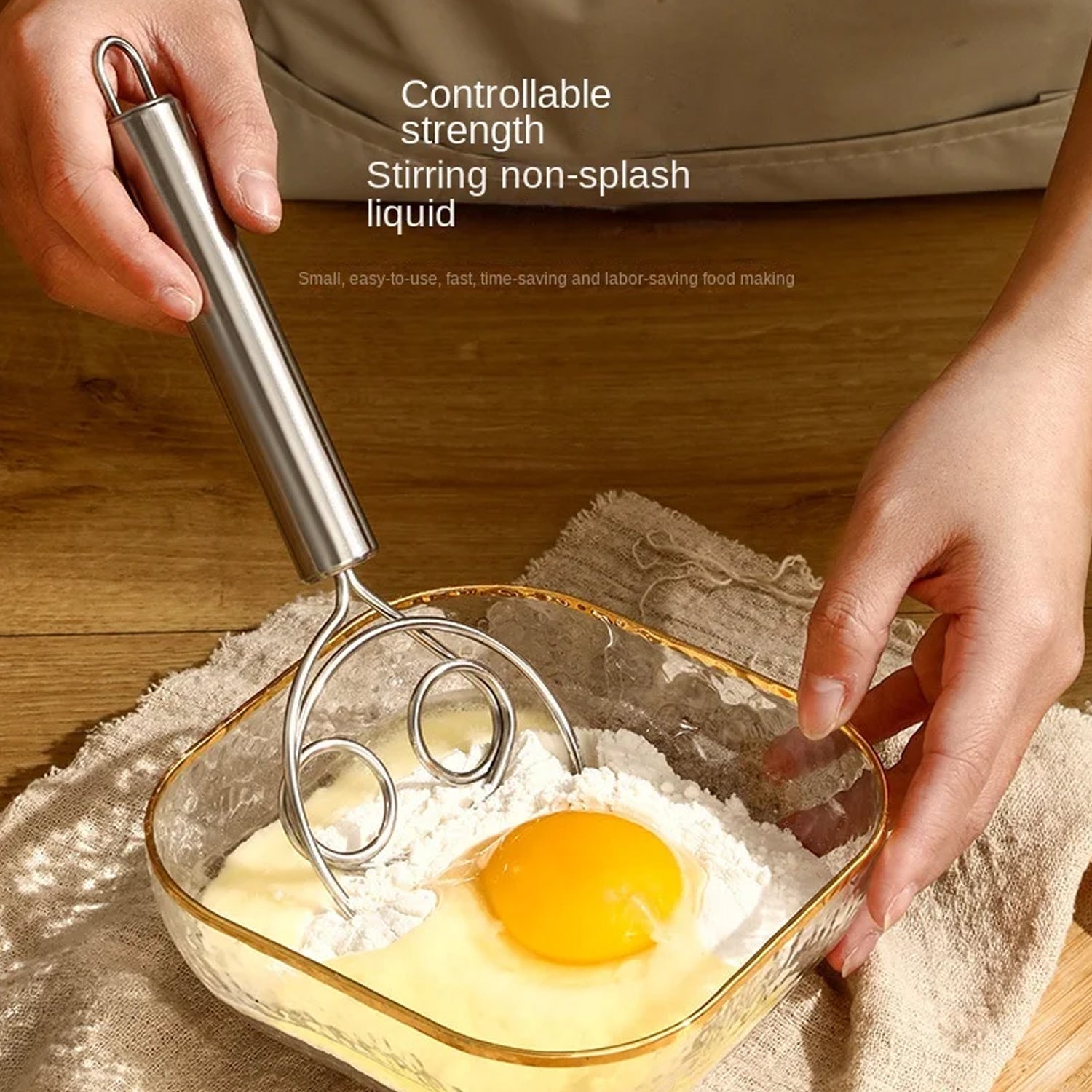 Dough Whisk, Premium Stainless Steel Dutch Whisk, Dough Hand Mixer Artisan Blender For Egg, Bread, Cake, Pastry, Pizza Dough - Perfect Baking Tools, Whisking, Tirring Kitchen Tools (1 Pc) Variety Bazaar