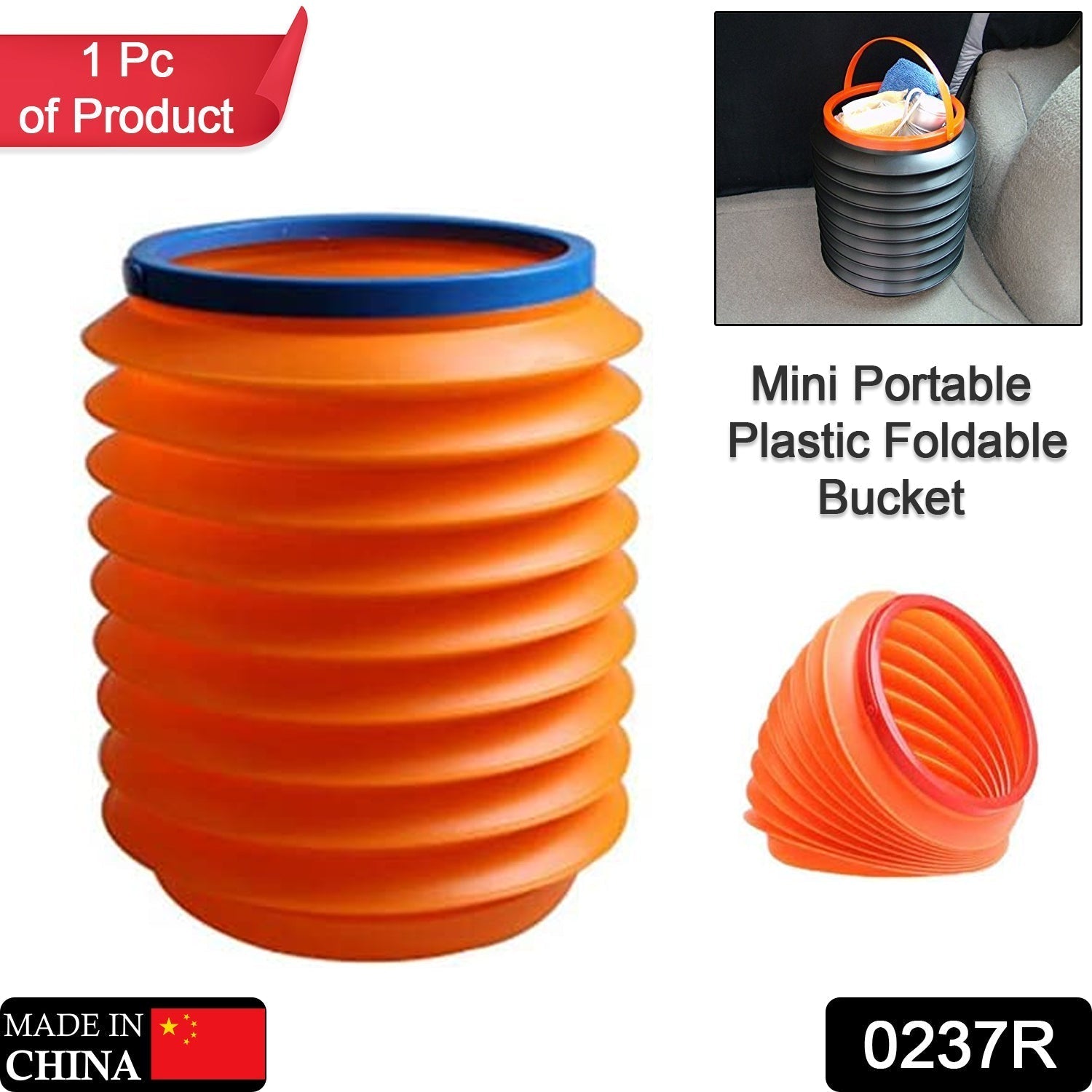Foldable Storage Bucket, Water Container & Dustbin Multiuse bucket ( red ) Variety Bazaar