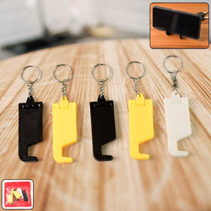 2 in 1 Plastic Keychain with Mobile Stand / Phone Holder (5 Pcs Set / Multicolor)