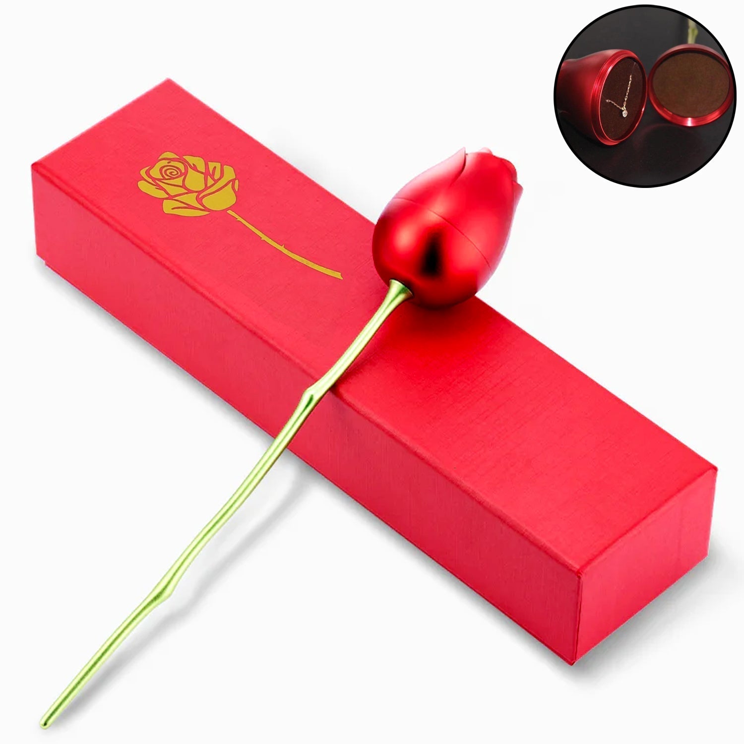 Metal Red Rose Couple Jewelry Box-Fancy Jewelry Box (1 Pc) Variety Bazaar