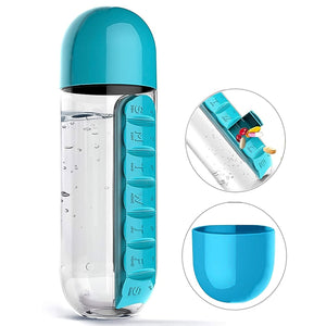 Multi-Use Pill & Water Bottle for Travel (600 Ml, Mix Color) Variety Bazaar