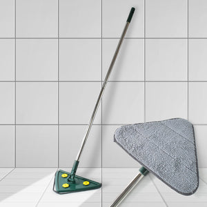 2-in-1 Extendable Triangle Mop – Retractable, 360° Rotating, Telescopic & Reusable Mop Heads (1 Pc) Variety Bazaar
