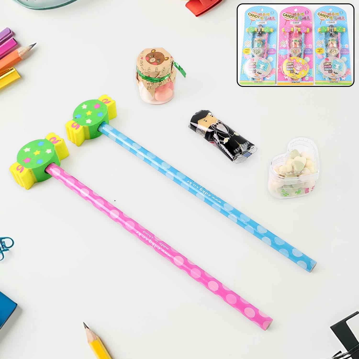 Fun Candy Design Pencil Set with Accessories (1 Set / Mix Design)