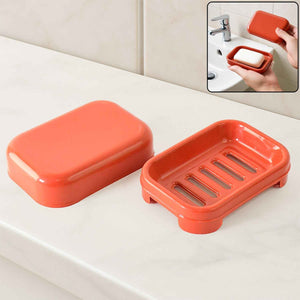 Premium Quality Rectangular Brick Red Plastic Soap Case (1 Pc)