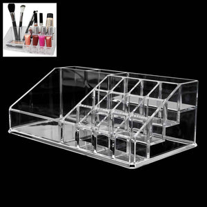 16 Compartment Cosmetic Makeup Jewellery Lipstick Storage Organiser Box, Cosmetic Storage Box Make-up Lipstick Organizer / Lipstick Holder Case Transparent