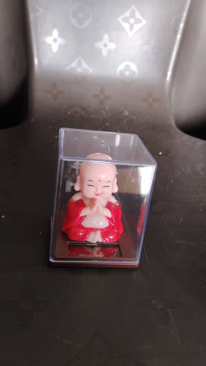 Solar Power Moving Head Buddha Statue Car Ornament (1 Pc / Mix Color) Variety Bazaar