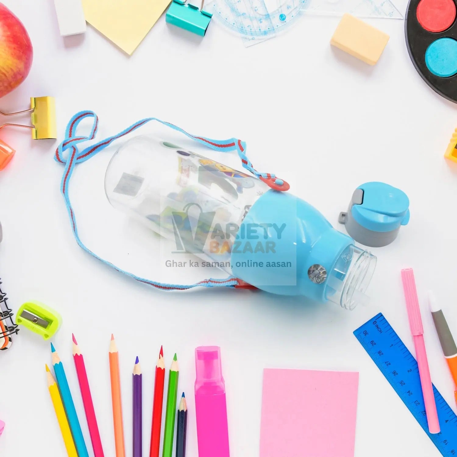 0273 Plastic Tranparent Sports Insulated Water Bottle with Dori & Straw Easy to Carry High Quality Water Bottle, BPA-Free & Leak-Proof! for Kids' School, For Fridge, Office, Sports, School, Gym, Yoga (1 Pc 900ML) Travel Sahayak