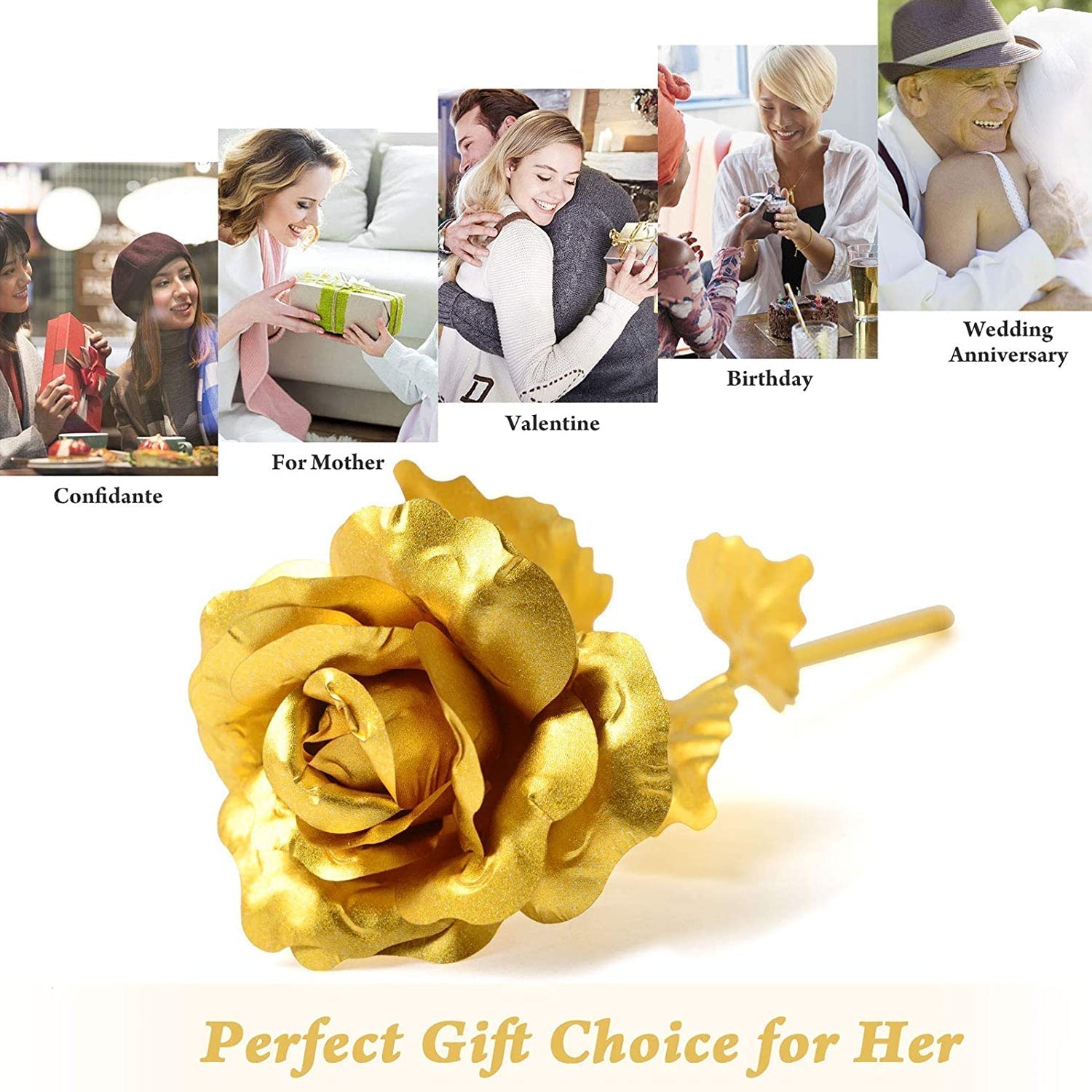 Luxury Decorative Gold Plated Artificial Golden Rose with Premium Box Variety Bazaar