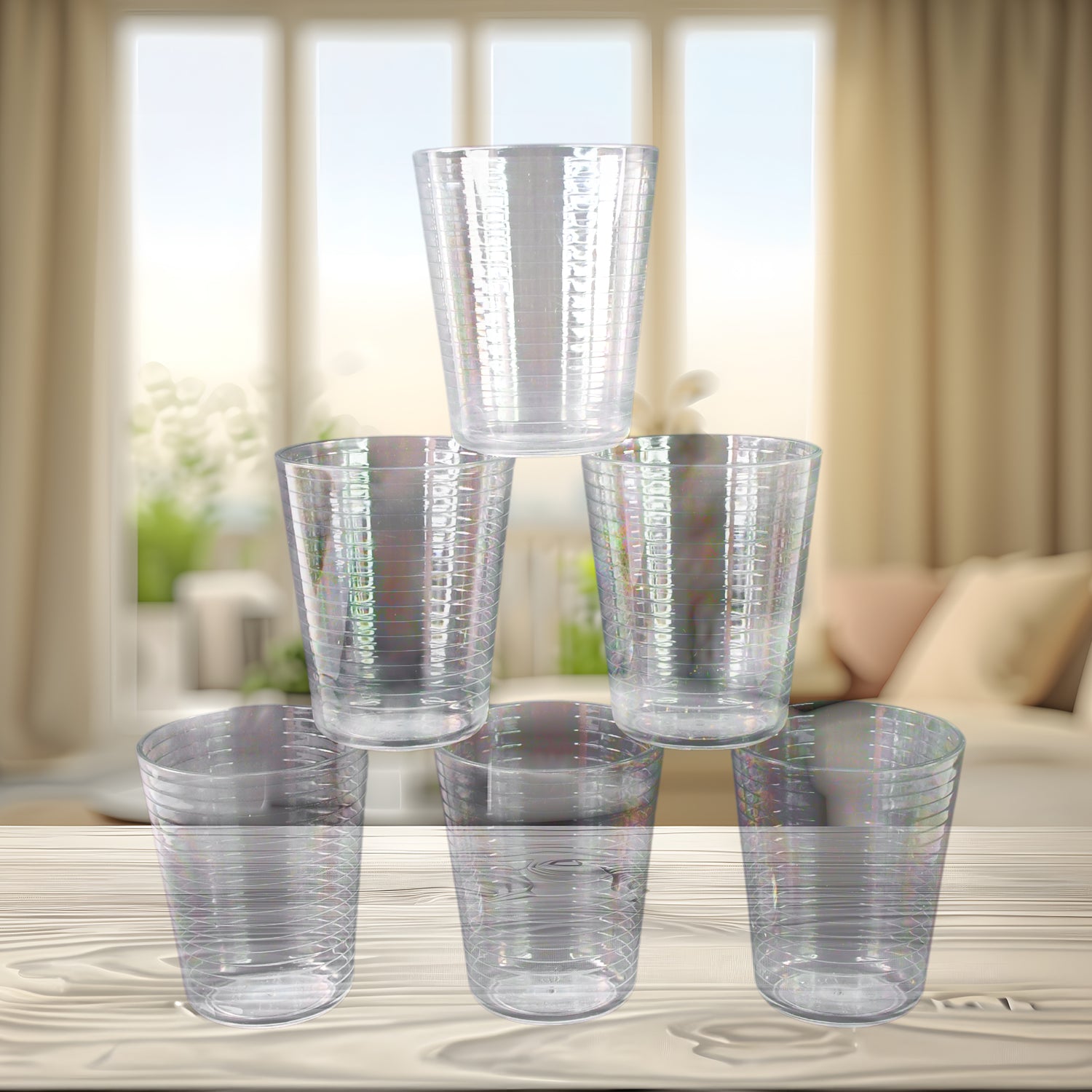 Apex Pyramid Ringo Plastic Glass – 300ml Approx | Durable, Crystal-Clear Tumbler Variety Bazaar