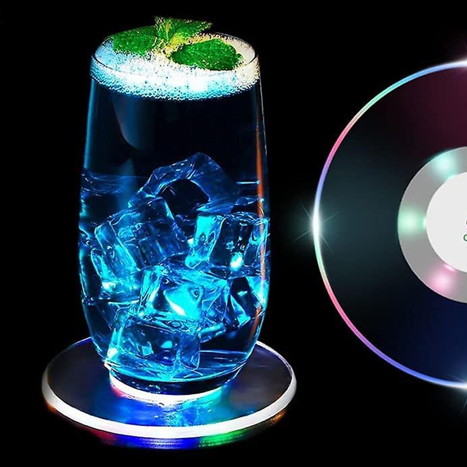 Colorful LED Cocktail Coaster, Round Ultra-Thin LED Drink Coaster (1 Pc) Variety Bazaar
