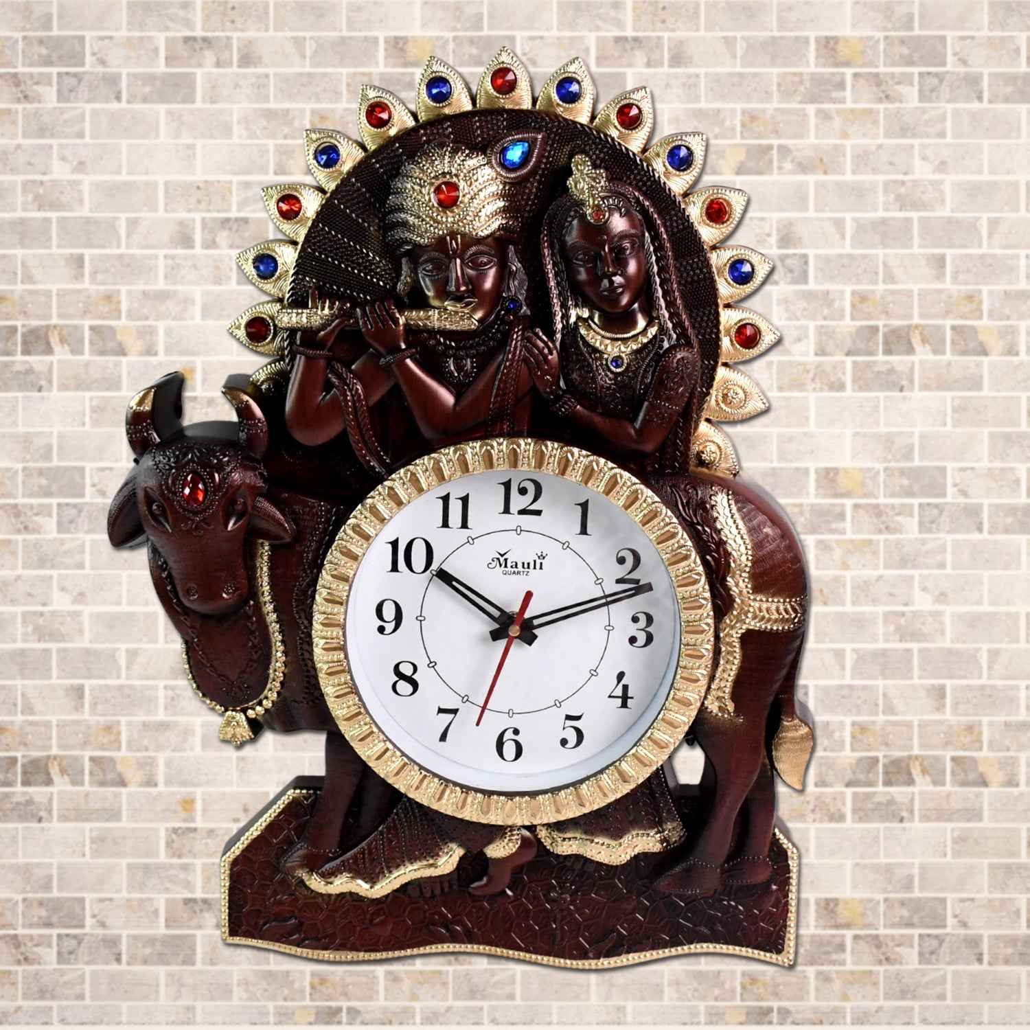 Analog Latest Stylish New Models Wall Clock with God Radha Kishan Frame