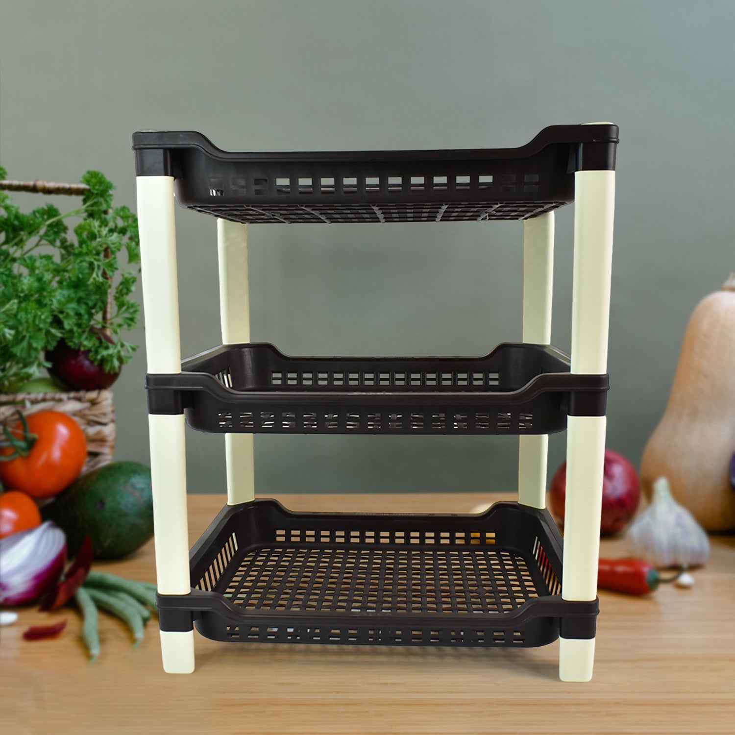 Apex Big Multi use Plastic Storage Rack – 3-Tier (1 Pc)