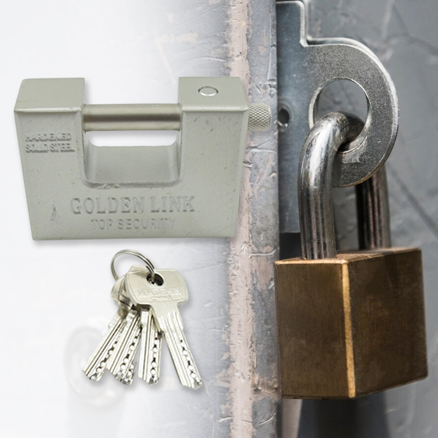 94mm Stainless Steel Padlock: Rectangular, Hardened Steel, 5 Keys Variety Bazaar