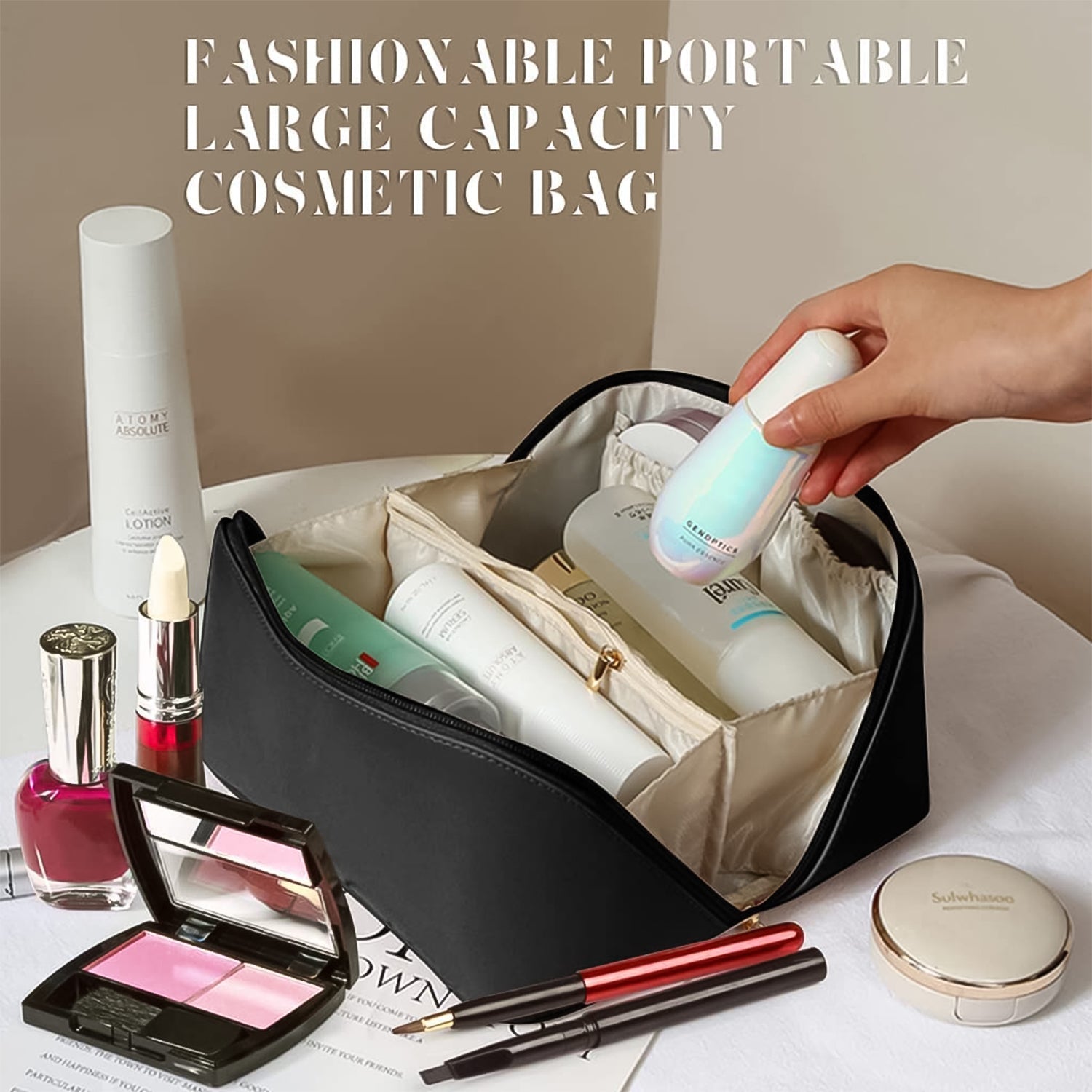 Premium Travel Makeup & Toiletry Organizer Pouch with Zipper & Handle(1 Pc) Variety Bazaar
