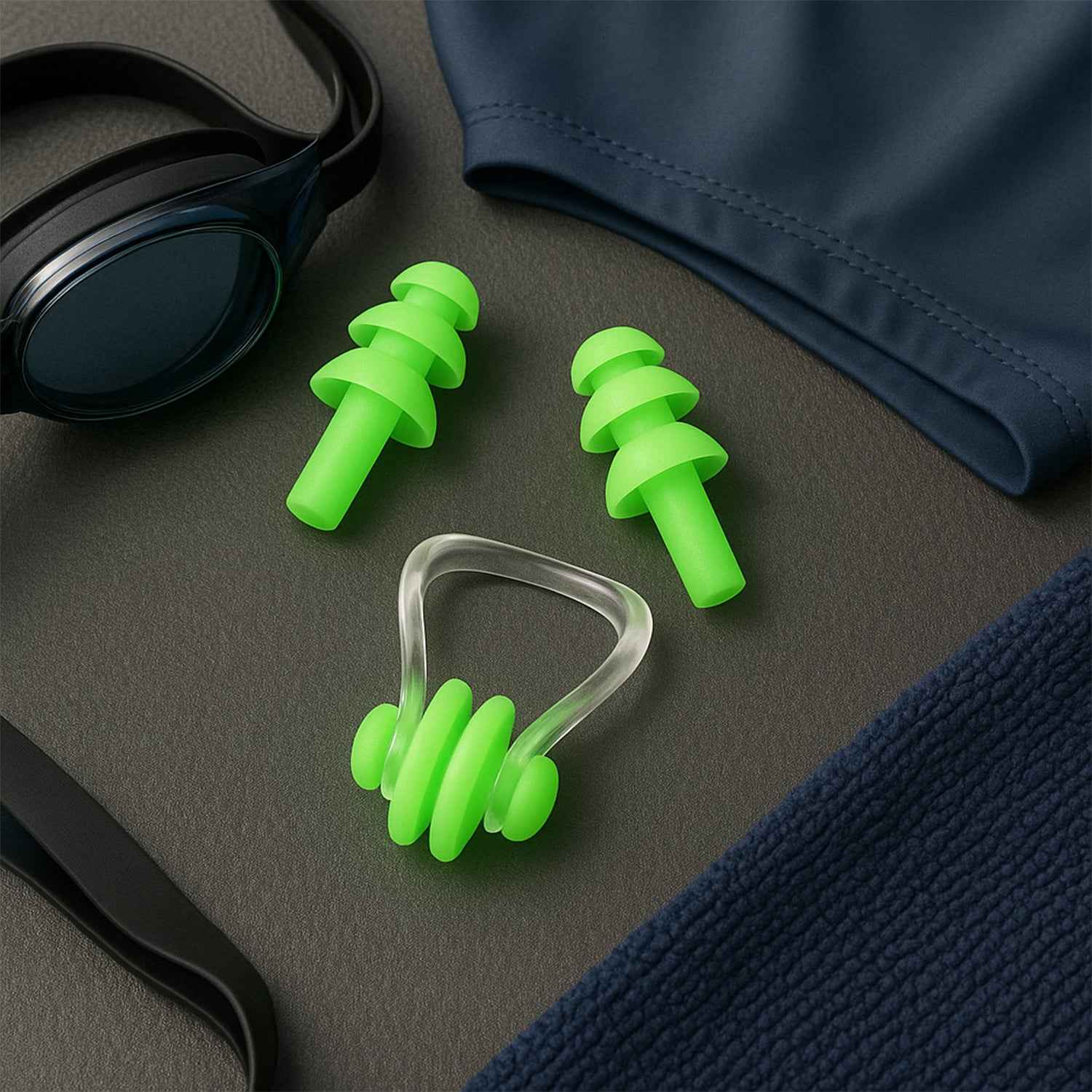 Swimming Earplugs and Nose Clip Set (3 Pc)