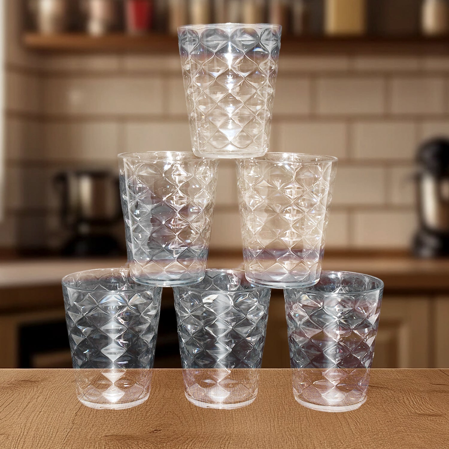 Apex Pyramid Design Unbreakable Plastic Glass – 300 ML Variety Bazaar