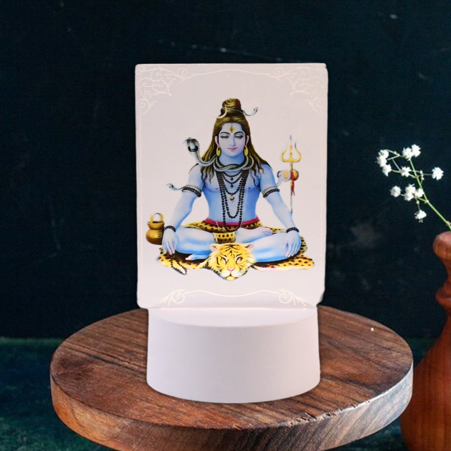 Beautiful 3D Lord Shiva Frame with Soft White Light (1 Pc) Variety Bazaar