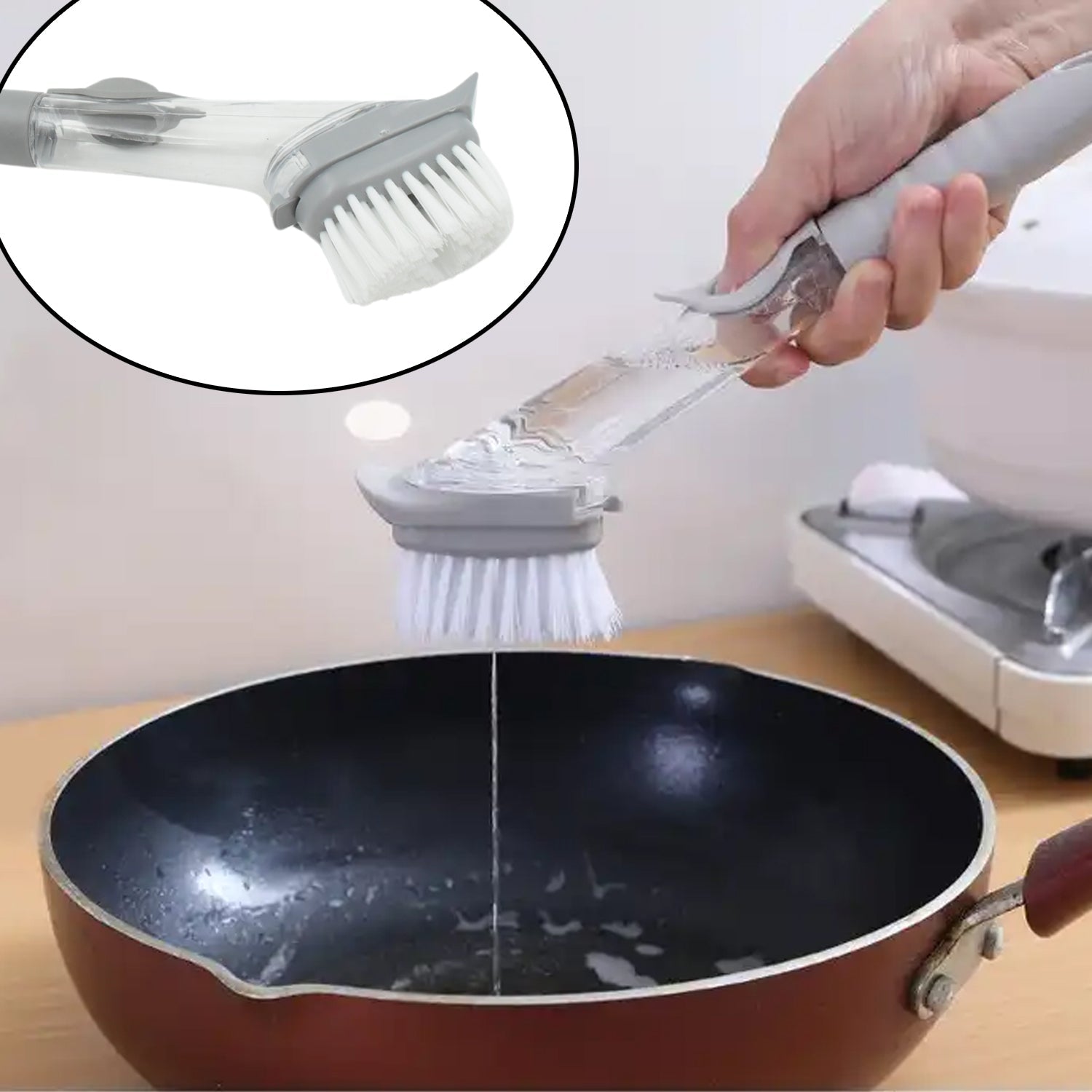 Home & Kitchen Cleaning Brushes, Scrubber, Soap Dispenser Scrub Brush for Pans Pots and Bathtub Sink (2 In 1) Variety Bazaar